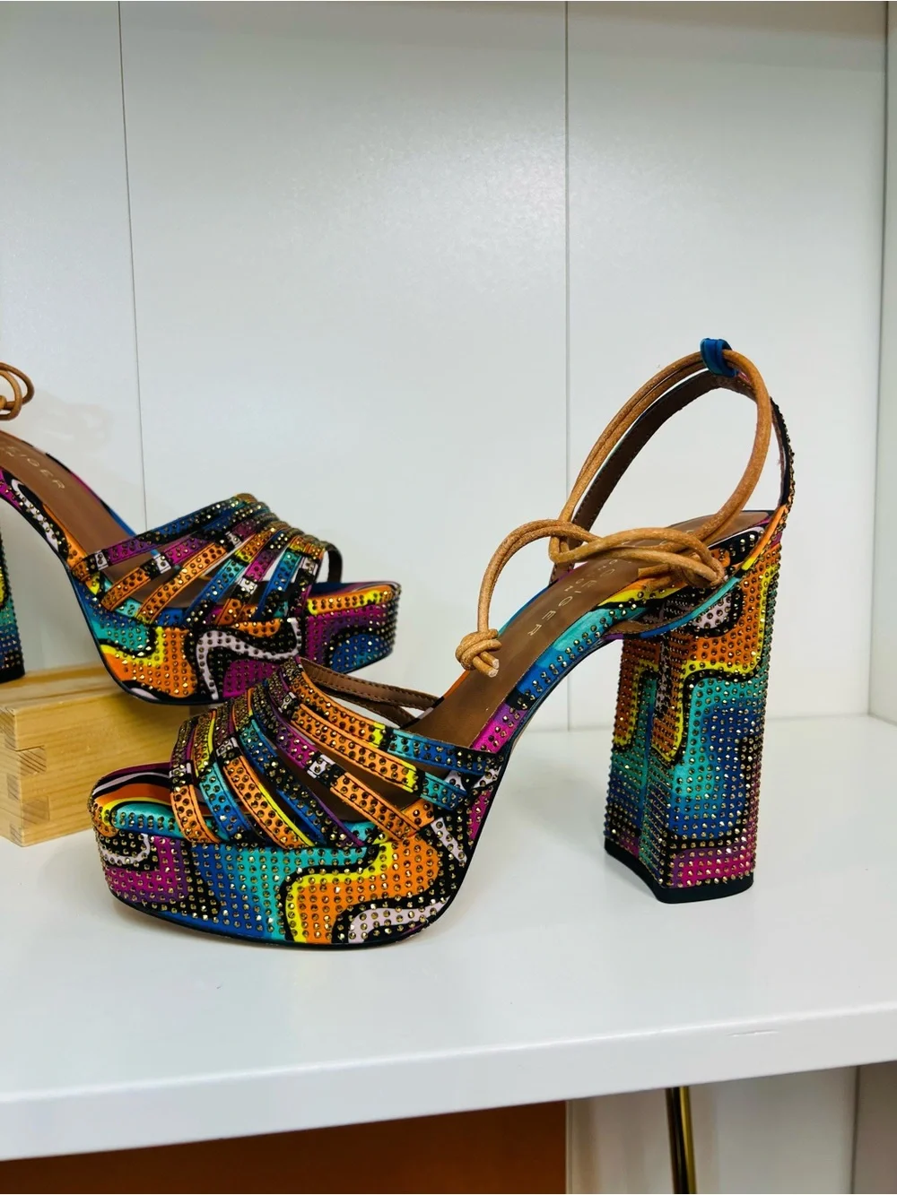 🔥🔥 Kurt Geiger Multicolor Platform Block Heel Sandals - Women size 36.5